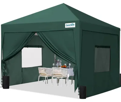 Produktbild von Faltpavillon 3x3m wasserdicht Pop-Up Gartenpavillon Stahlrahmen Grün mit Seitenwänden UV-Schutz 50+ Tragetasche
