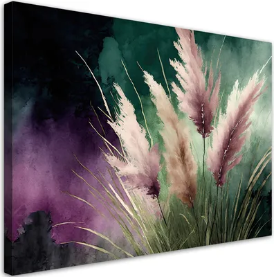 Produktbild von Leinwandbild Pampasgras Botanik abstrakt 60x40 Feeby Violett bild für die wand bereit zum aufhängen