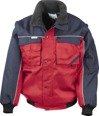 Produktbild von Result Herren Arbeitsjacke mit Reißverschlüssen am Ärmel, wasserabweisend, winddicht BC931 (M) (Rot/Marineblau)