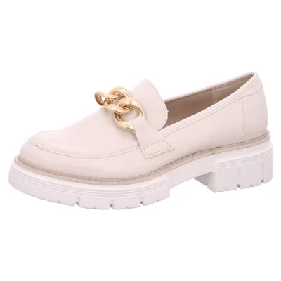 Produktbild von MARCO TOZZI Damen Slipper Loafer Plateau Metallic Lack Kettendetail 2-24705-20, Größe:39 EU, Farbe:Beige