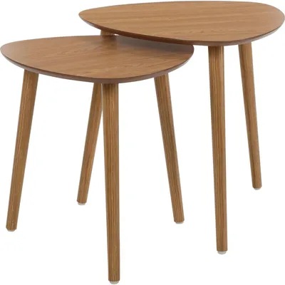 Produktbild von Beistelltische Set 2x Stuck Ancona - braun - D40 x H41 cm/D45 x H45 cm - Kiefernholz