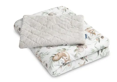 Produktbild von SENSILLO Kinder Bettwäsche Set Baby Decke Kissen Plüsch Hirsche