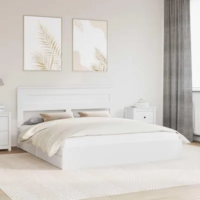 Obrázok produktu pre Maison Exclusive – posteľ s úložným priestorom a čelom Biela 180 x 200 cm Drevený materiál