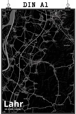 Produktbild von Mr. & Mrs. Panda Bild Lahr DIN A1 - Geschenk, Posterdruck, wandkunst, Wandbild, Stadt Dorf Karte Landkarte Map Stadtplan, kunstdruck poster, wanddeko