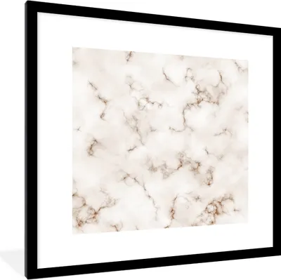 Produktbild von MuchoWow® Gerahmtes Poster Weiß - Luxus - Marmor 40x40 cm - Poster mit Schwarzem Bilderrahmen Wandposter Rahmen Foto Bilder - Poster - Plakat im Rahmen