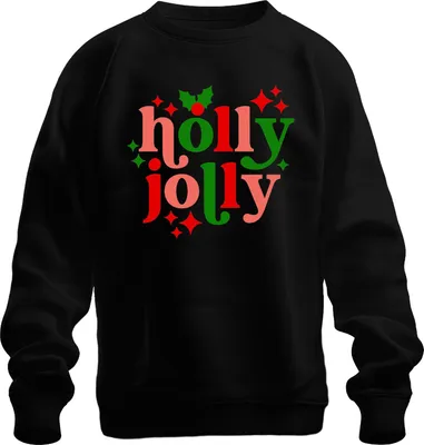 Produktbild von Holly Jolly Weihnachten Geschenk Retro Vintage Lustig Uni Sweatshirt Pullover, Schwarz, 3XL