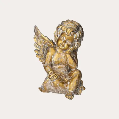 Produktbild von KEYHOMESTORE | Denkender Engel aus Goldharz, H.25 cm
