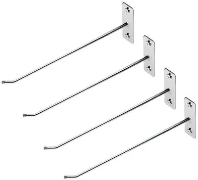 Zdjęcie produktu dla Zestaw 4 wytrzymałych haczyków ściennych Unyqoos® wykonanych ze stali nierdzewnej, o długości 20 cm – uchwyty do opon i narzędzi, w zestawie materiał montażowy