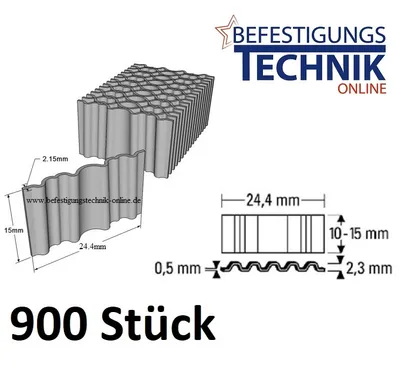Produktbild von Wellennägel WN15BK 25x15mm für Wellennagler Bostitch CF15-1-E Prebena Tjep CO-15 WN 25 0,9M