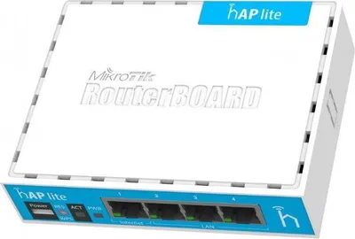 Image de Point d'accès MikroTik hAP lite RB951G-2HnD, 32 Mo de RAM, 4 ports LAN, Wi-Fi 802.11b/g/n intégré (2,4 GHz), Classic