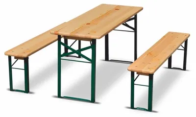 Obrázek produktu pro Casa Padrino zahradní set přírodní barvy / zelená 220 cm - Pivní zahradní nábytek