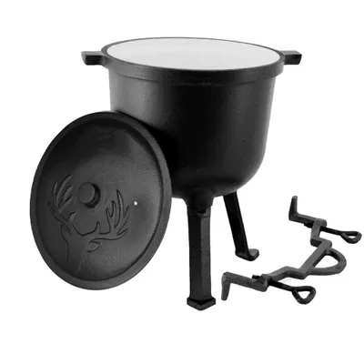 Produktbild von Emaillierter Gusseisentopf, 4 Liter, Jagdtopf, Kochtopf für Lagerfeuer und Backofen, Marke ZILNER