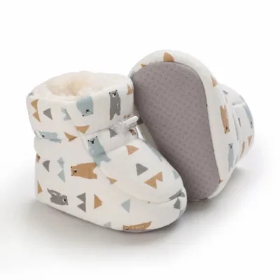 Immagine prodotto di Calde pantofole antiscivolo per neonati da 0 a 18 mesi, stivaletti traspiranti, scarpe da gattonare con vestibilità regolabile - BABYBOOT S