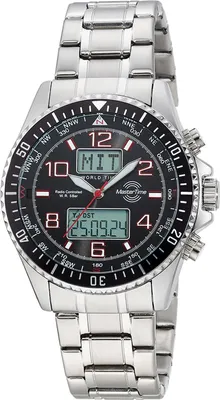Master Time MTGA-10920-22M Herrenuhr Funk Super Power Stahl/Schwarz mit 2 Bändern 1