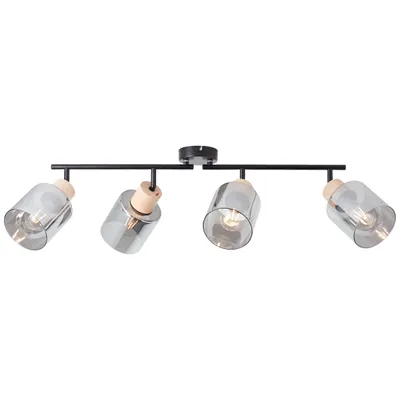 Produktbild von Deckenspot mit rauchfarbenen Glas Schirmen, 4 x E27 max. 40 W