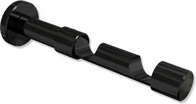 Produktbild von Interdeco Träger, Halterung mit 7 / 12 cm Abstand, Schraubkappenträger für Gardinenstangen 20 mm Ø, 2-läufig, Schwarz, Modell Prestige