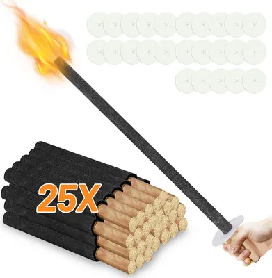 Immagine prodotto di Jiubiaz 25x torce, torce a cera con protezione per le mani, con manico extra lungo, per passeggiate notturne ed eventi in giardino o per Pasqua/Capodanno