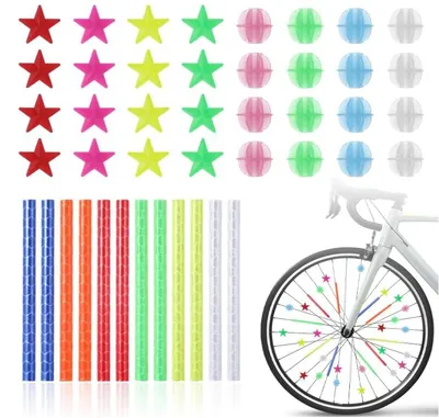 Obrázok produktu pre 108 kusov farebných reflexných prvkov na bicykel, 360° rozsahu, príslušenstvo pre bicykel, jednoduchá inštalácia a odnímateľné reflektory