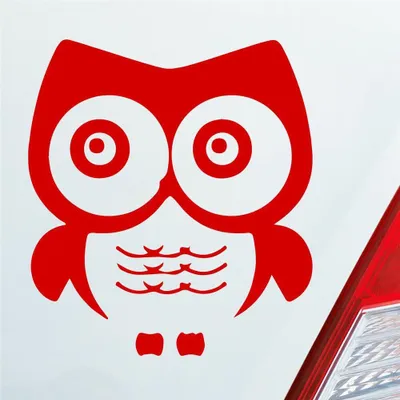 Produktbild von Auto Aufkleber Eule Owl Uhu Vogel Bird süß Tier Musik 10x11 cm Rot Sticker Heckscheibenaufkleber