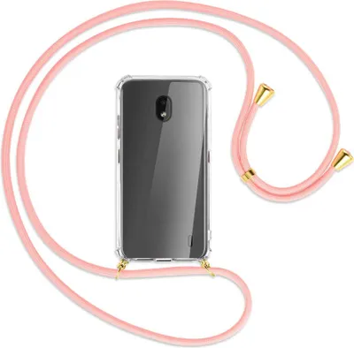 Produktbild von Handykette Backcover-Schutzhülle mit Band (Metall goldfarben) für Nokia 2.2 - rosa