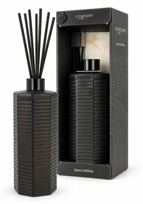 Produktbild von Scentchips – Queen Million Duftstäbchen-Diffusor – 500 ml – Schwarz – r Diffusor-Flakon aus geripptem Glas – Inklusive 7 Duftstäbchen – Geschenkverpackung, KI-generiertes Bild