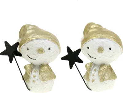 Produktbild von Winterzauber Deko Schneemann-Set weiß/gold, 7,5cm, Weihnachtsdeko Figuren 4tlg, Tischdeko, 4 Stück