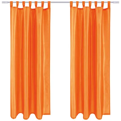 Produktbild von Gardine Alessia im 2er Pack blickdicht mit Schlaufen, Maße: 140x145cm, Farbe: Orange