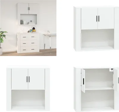 Obrázek produktu pro vidaXL Nástěnná skříňka bílá 80x33x80 cm Materiál na bázi dřeva - Nástěnná skříňka - Nástěnná skříňka - Plovoucí skříňka