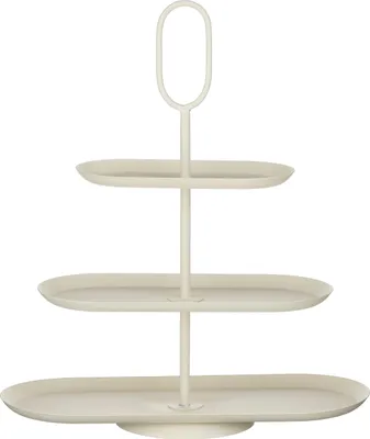 Obrázok produktu pre Mica Decorations Rama Etagere – servírovacia veža na občerstvenie a pečivo – vhodná aj ako tortový tanier alebo servírovací tanier – dekoratívna domáca dekorácia zo železa – dĺžka 48 x šírka 20 x výška 55 cm – krémová farba