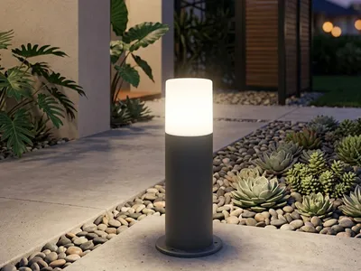 Produktbild von LED Außen Sockelleuchte Aluminium Anthrazit, Höhe 30cm für Garten Wegbeleuchtung