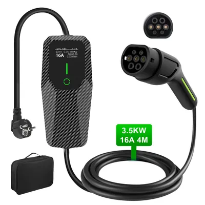 Image de Chargeur EV Junsun 3,5 kW, câble 4 m, Type 2, monophasé, 6-16A, avec sacoche