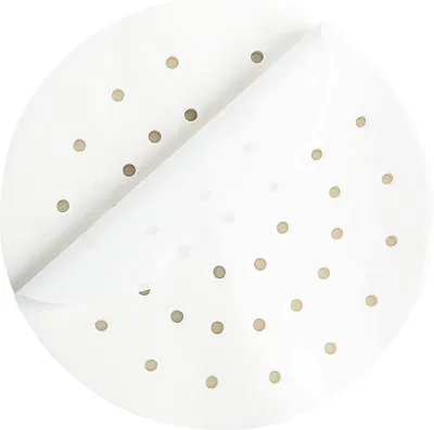 Image de 200 feuilles de papier parchemin Air Fryer Liner, Papier parchemin perforé, Papier parchemin rond antiadhésif 8,5 pouces pour Air Fryer Basket, Bamboo Steamer, Metal Steamer