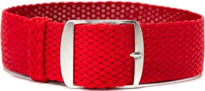 Produktbild von ClassicWatchStraps Perlon Uhrenarmband - Rot, 18 mm, Silber gebürstet