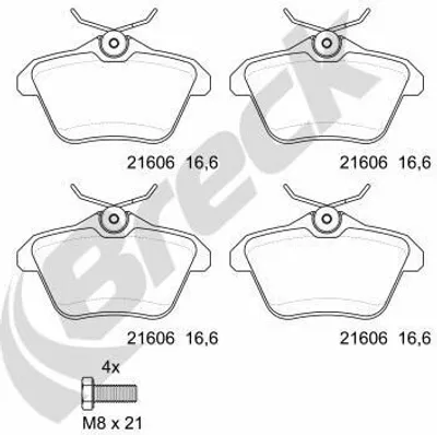 Produktbild von BRECK Bremsbeläge Satz Hinten Bremsklötze für ALFA ROMEO 156 (932) 21606 00 702 00