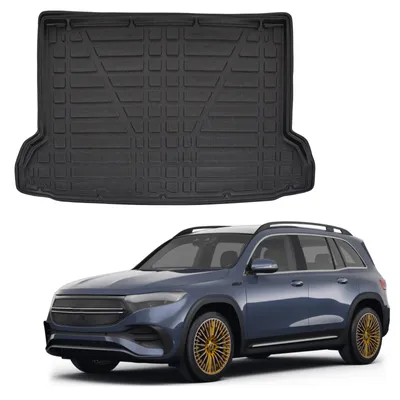 Image de Tapis De Coffre Sur Mesure Pour Mercedes EQB Depuis 2022, Noir, Antidérapant, Bord Haut, Toutes Saisons