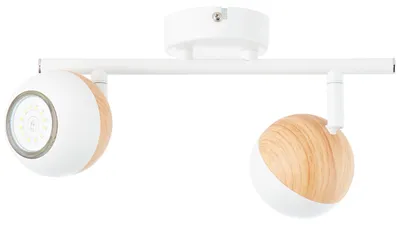 Produktbild von BRILLIANT Lampe Scan LED Spotrohr 2flg weiß/holz hell | 2x LED-PAR51, GU10, 3W LED-Reflektorlampen inklusive, (250lm, 3000K) | Köpfe schwenkbar