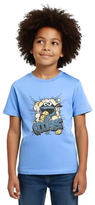 Produktbild von Spreadshirt Sesamstraße Design Mit Krümelmonster Und Cookies Kinder T-Shirt, 110/116 (5-6 Jahre), Himmelblau