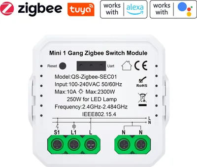 Produktbild von Tuya ZigBee Taster Schaltmodul 1-Kanal, Smart Switch für Haushaltsgeräte, App- & Sprachsteuerung, kompatibel mit Alexa, Gateway erforderlich