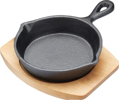 Produktbild von Gusseisenpfanne mit Servierbrett - rund