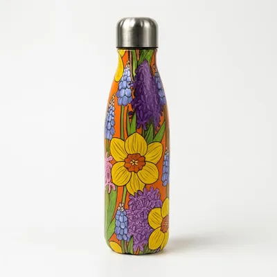 Produktbild von Thermoflasche 500ml Edelstahl doppelwandig Isolierflasche Sport Schule Blumen