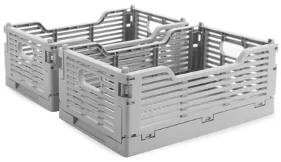Faltbare Aufbewahrungsboxen 2er-Pack, 22x15x9 cm, Grau