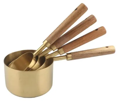 Messlöffel-Set mit Holzgriff, Edelstahl, Backzubehör
