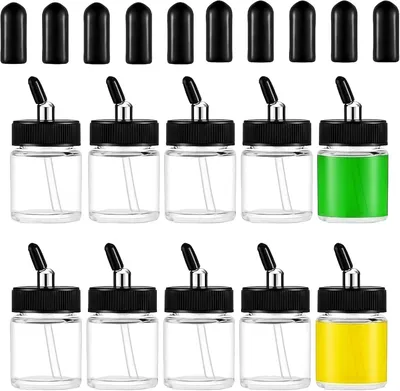 Imagen del producto de 10 botellas de vidrio para aerógrafo, de 22 cc