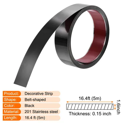 Produktbild von Wandleisten Selbstklebend Edelstahl 5m x 4cm Zierleisten Metallisierte Spiegel Wandverkleidung mit Handschuhe fš¹r Spiegelrahmenkante Tš¹r Decke M?bel Auto Schwarz