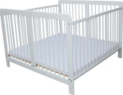 Produktbild von Zwillingsbett Zwillingskinderbett Kinderbett für Zwillinge massiv weiss mit 2 Matratzen 120x120cm