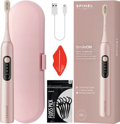 Zdjęcie produktu dla Szczoteczka elektryczna SpinelCare SmileOn Pink + etui + gratisy