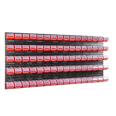 Produktbild von Stapelboxen wandplatten mit boxen Sortierregal 80 stck. Box mit Deckel Wandregal 160 x 80 cm Werkstattwandregal Schüttenregal Klarsichtdeckel Sichtlagerkästen Kunststoff Lagersystem