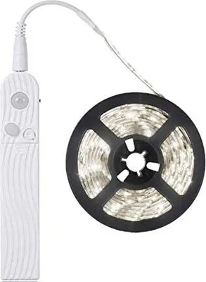Produktbild von 2 m LED-Streifen-Bewegungssensor, batteriebetriebene Nachtleuchte-PIR-Wasserdichte Schrankbeleuchtung, 6000 K weiße Feenlichter, selbstklebend (6000 W