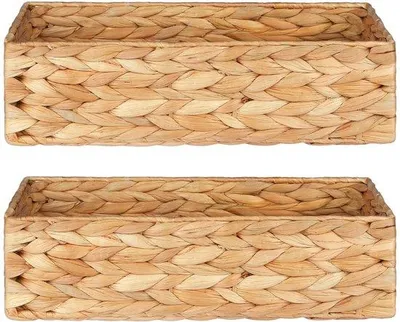 Produktbild von Ibenzoa® Aufbewahrungskörbe 2er-Set – große, rechteckige geflochtene Körbe aus 100% Wasserhyazinthe, 40×16×10 cm, ideal für Bad & Wohnräume