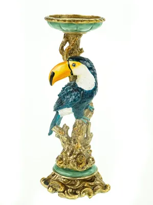 Produktbild von Reich verzierter Barockstil Kerzenhalter  Tucan Vogel 30 cm Kerze Kerzenleuchter einarmig